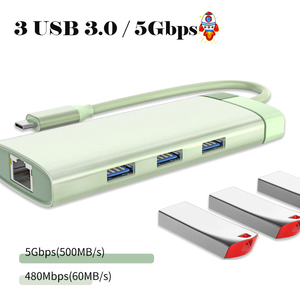 Versandfertig 1 Typ c Usb 3.0 Port-Ladegerät Multiport HDTV PD Ethernet Netzwerkadapter 6 in 1 Usb C Hub Konverter für C-Geräte