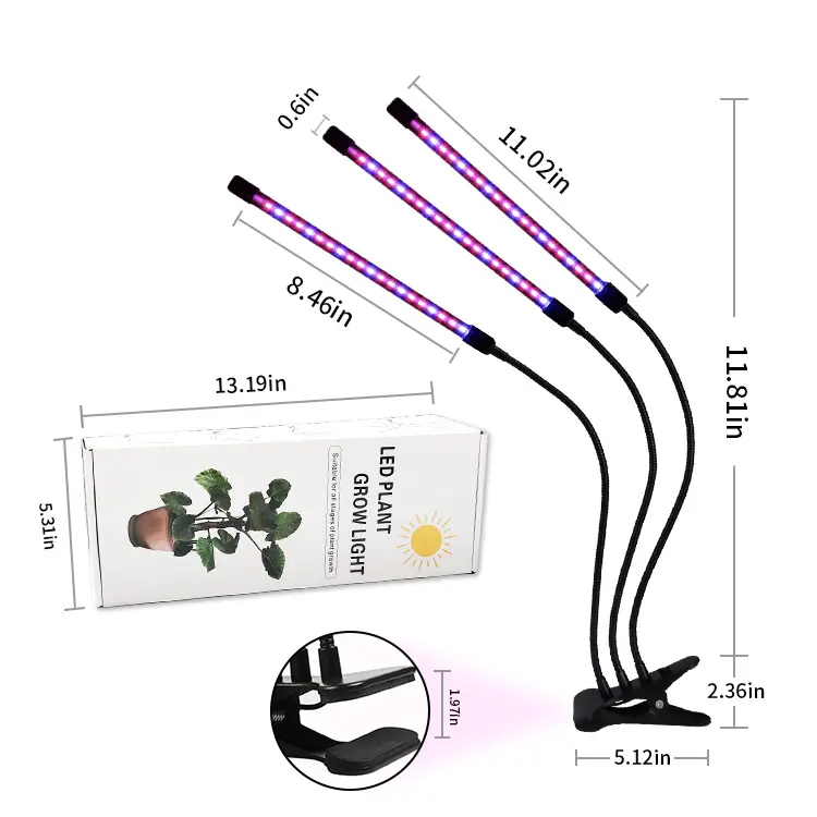 Masaüstü Led bitki büyümek ışık üç tüp zamanlama dim tam spektrumlu LED büyümek işık ev ve ofis için kapalı bitki USB 5V 100