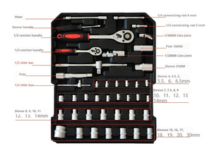 186件滚动工具包套装铝制拉杆箱组合工具箱工具包，用于手动维修日常家庭维护 - Product Image 6