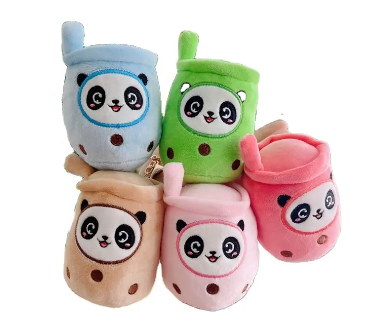 OEM ODM personalizza Super morbido farcito Boba Panda peluche portachiavi giocattolo Mini tazza di tè al latte Plushie