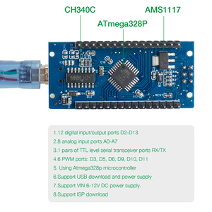 Nano V3.0 ATmega328P CH340C Eingebautes 0,91 "OLED-Display mit einer Auflösung von 128x32 SSD1306 IIC I2C Kompatibel mit Arduino-Modulen und-Kits - Product Image 4