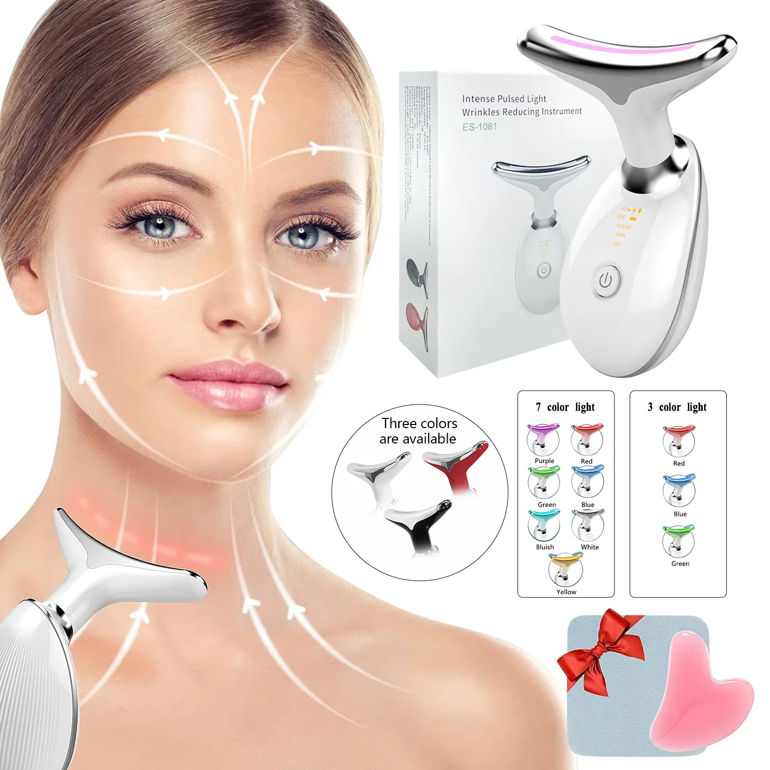 Masajeador de cuello y cara EMS personalizado, vibración de doble mentón, ajuste Facial, dispositivo antiarrugas antienvejecimiento, terapia de luz roja para la cara