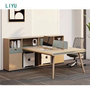 Muebles de oficina comerciales modernos Liyu, escritorio de doble ordenador para estación de trabajo de empleado, partición Modular con compartimento para Villa - Product Image 4