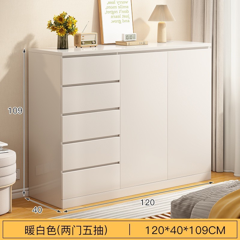 120cm blanco cálido-dos puertas-cinco cajones