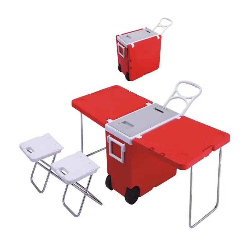 Enfriador de mesa plegable de 28L, multifunción, Picnic, acampada, con silla, venta al por mayor de fábrica