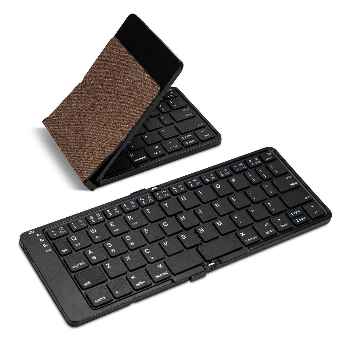 YiLing Hot selling Folding Keyboard Portable Slim 65keys Triple-mode Wireless Foldable keyboard