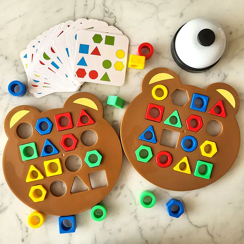 شكل هندسي للأطفال كتل مطابقة الألوان تعلم الطفل شكل تفاعلي تعليمي ألعاب معركة مطابقة للأطفال