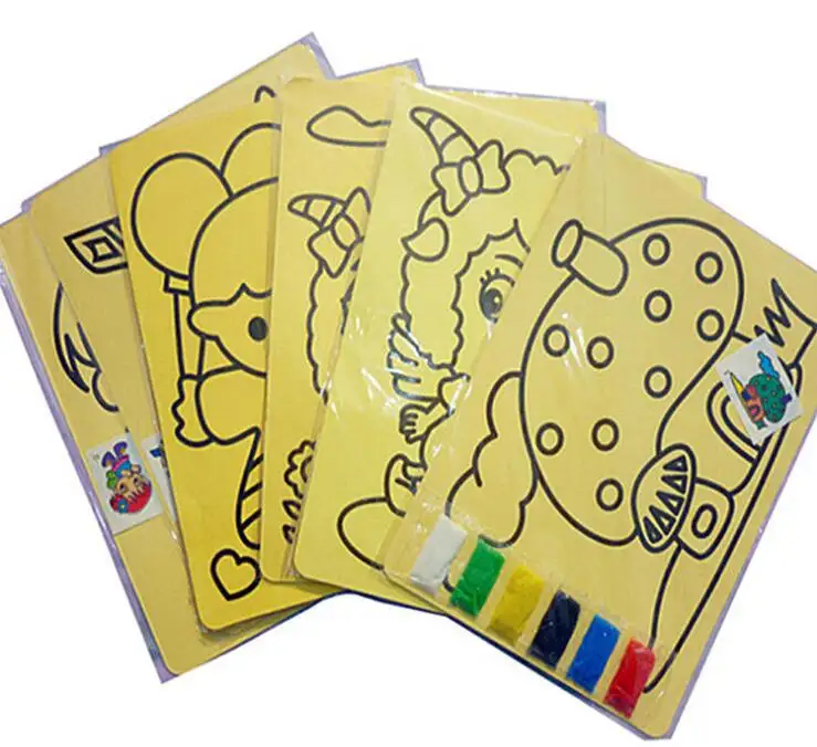 ألعاب تعليمية للأطفال, مقاس 20.5X27.5cm ألعاب تعليمية للأطفال إبداعية اصنعها بنفسك بطاقات فن رمال ملونة للأطفال ثلاثية الأبعاد صورة لوحة رملية