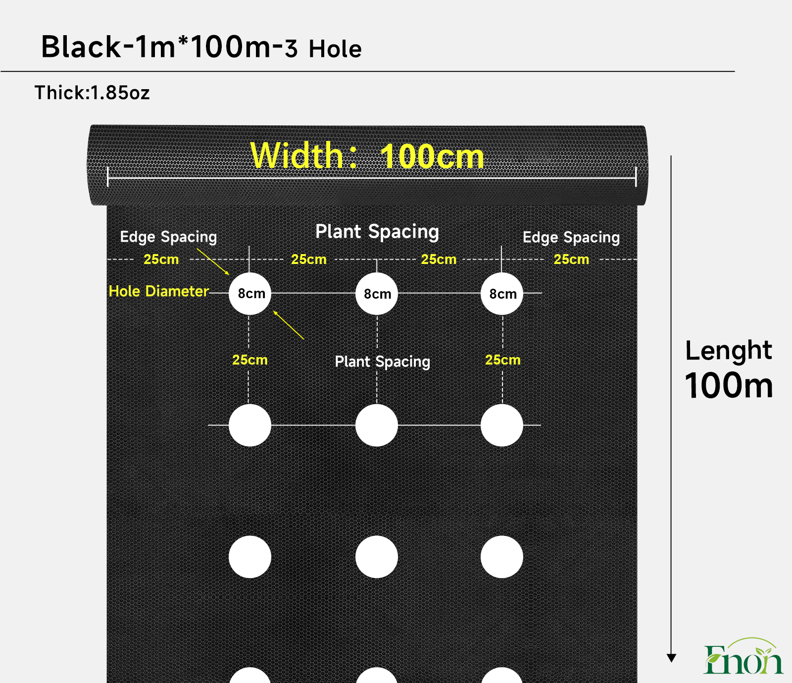Noir-Largeur 1mX100m