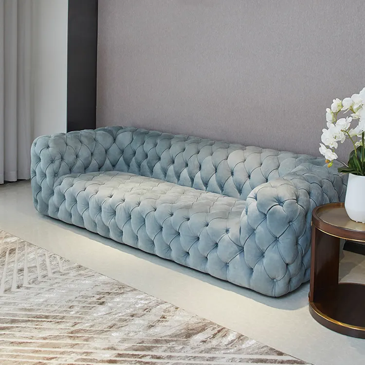 Nuovo designer di mobili di lusso italiano moderno tufted sezionale di cuoio nubuck di cuoio trapuntato divano set