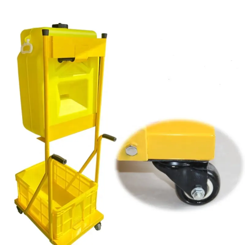 STEKELLIN Erste-Hilfe-Ausrüstung 14 Gallonen 53L gelbe tragbare Notfall-Augen spül station mit mobilem Wagen