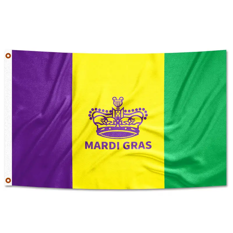 Drapeau de Mardi Gras personnalisé de 3x5 pieds orléans carnaval vacances impression