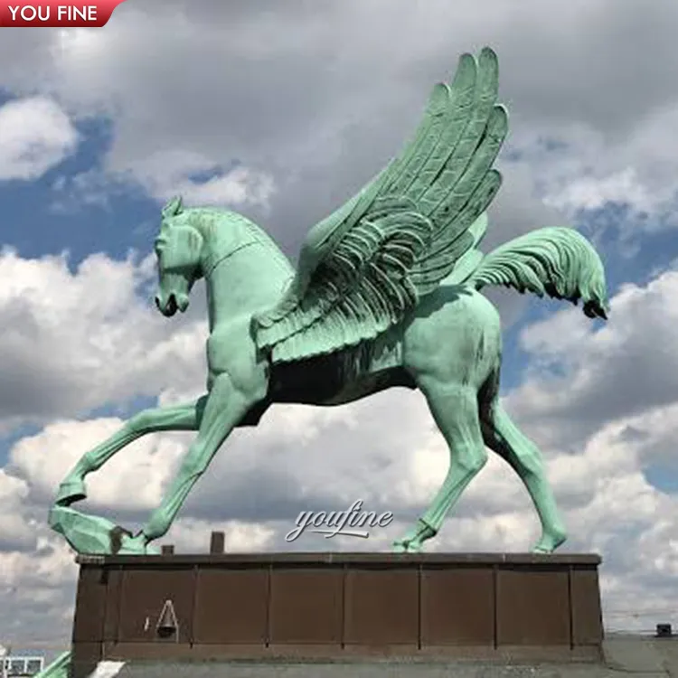 Large Outdoor Animal Statue Bronze Horse Wings Sculpture