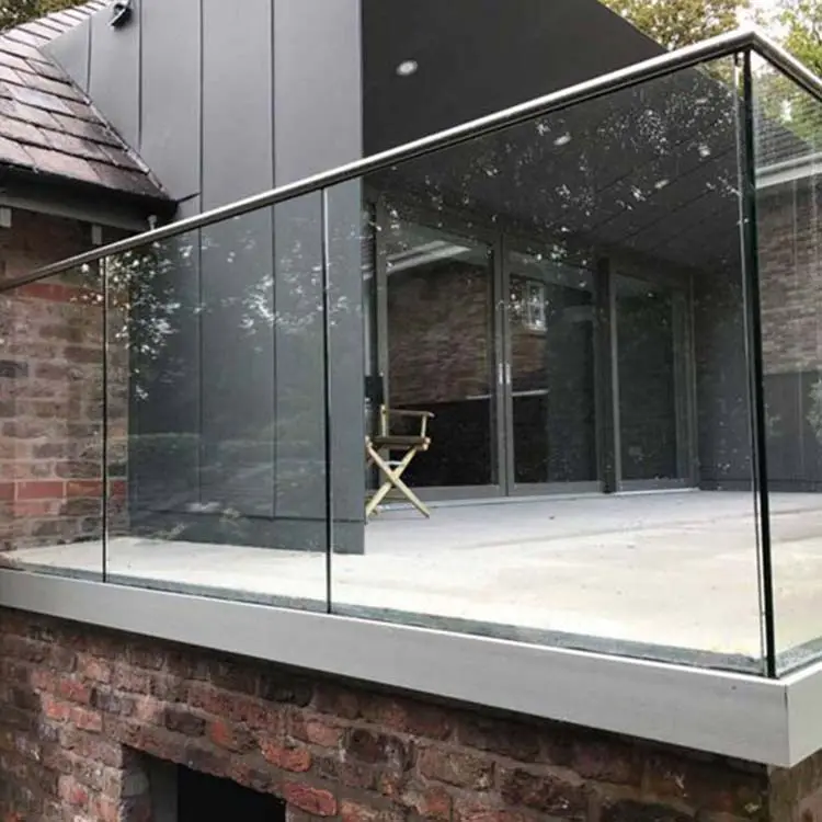 modern exterior frameless tempered glass balcony railing designs