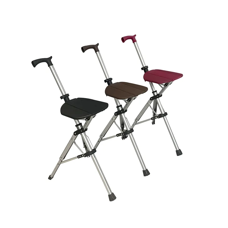 접이식 목발 의자 알루미늄 접이식 지팡이 의자 의자 3 다리 지팡이 지팡이 지팡이