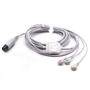 Tıbbi sarf malzemeleri kabloları uyumlu AAMI doğrudan bağlantı genel kullanım 6pin ekg kablosu, 3 kablo, ek uç, IEC izleme - Product Image 1