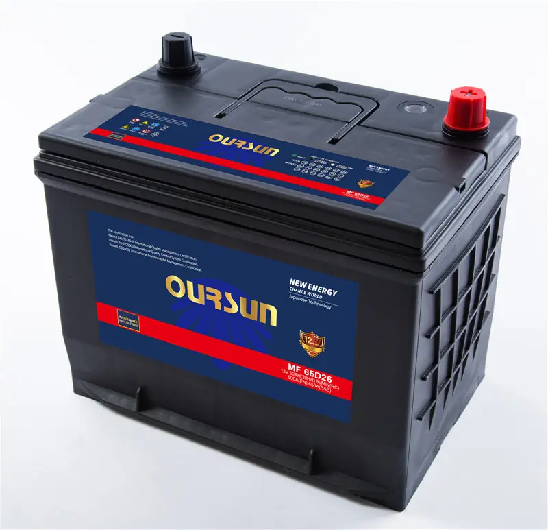 Super power hot esportazione di OURSUN 65D26 NS70 12V 60AH batterie 12v dalla fabbrica della cina