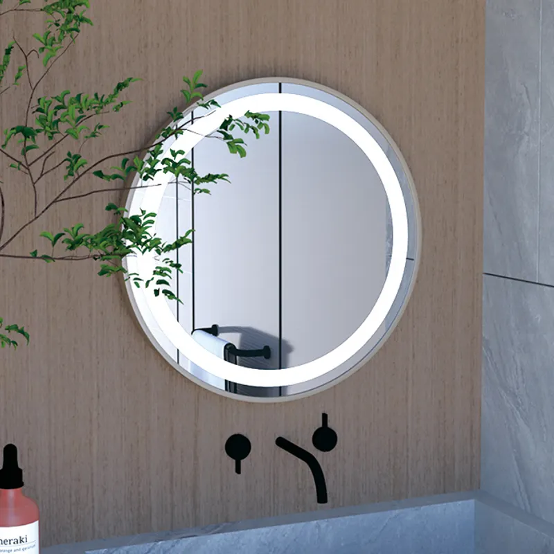 Hete Verkopende Ronde Verlichte Spiegel Met Frame Kapsalon Led Spiegel Hang Aan De Muur