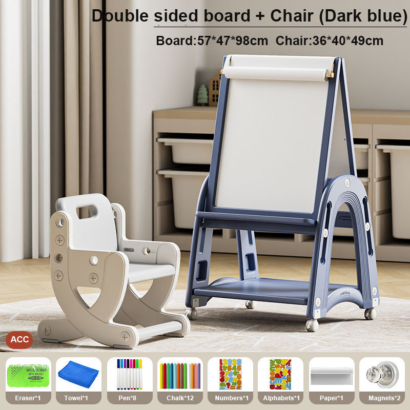 Planche à dessin + Chaise Bleu Foncé