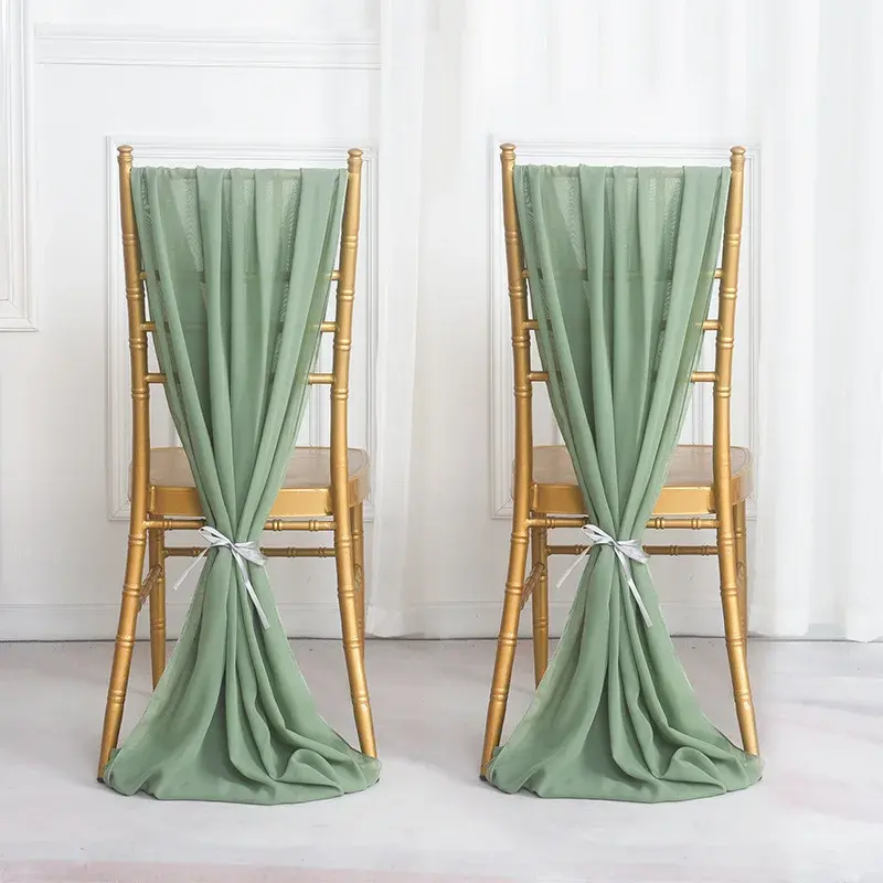 Romántico elegante gasa silla cubierta Sash evento silla decoración trasera gasa silla fajas para boda
