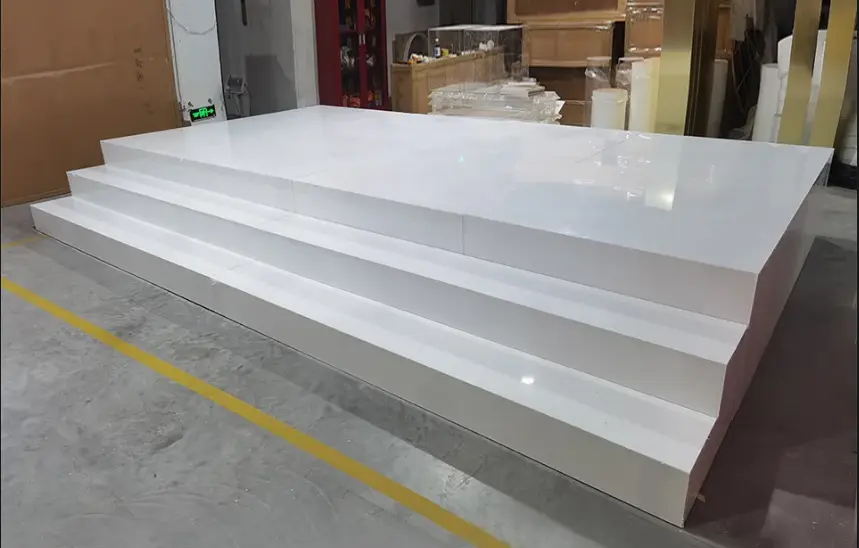 Rectangle High Quality White Acrylic Wedding Stage Step Platforms Portable Dance Floor  for  Wedding Party