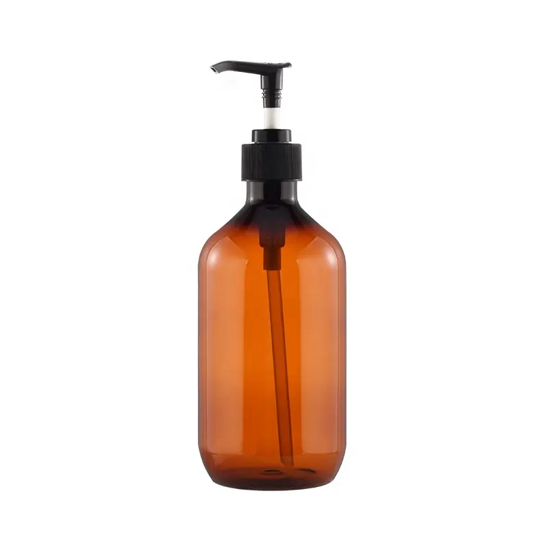 Custom 300ml pump bottle Amber plastic shampoo bottle packaging Baby shampoo bottle with lotion pump Hand wash soap clean liquid