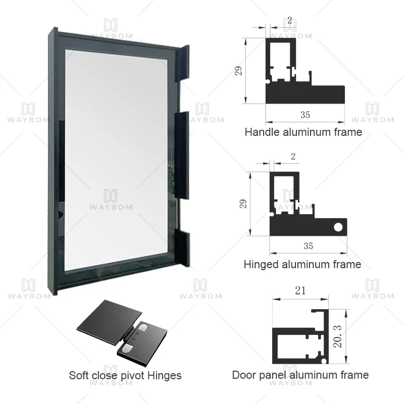 Porte d'armoire de cuisine en acier inoxydable, portes pliantes, armoire simple, porte en verre européenne minimaliste avec cadre en aluminium