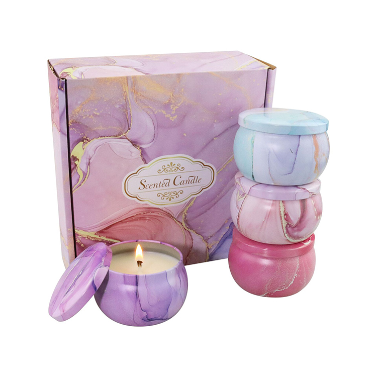 Round Scent Body Soy Christmas Natural Bath Scented Wax Candle In Tin Jar
