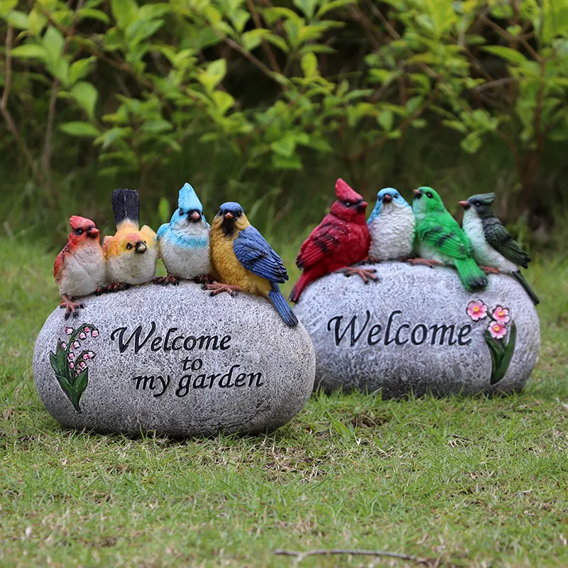 Benutzer definierte Größe Skulptur Tiers tatue Dekoration Kleine Vogel willkommen Steinstatue für den Garten