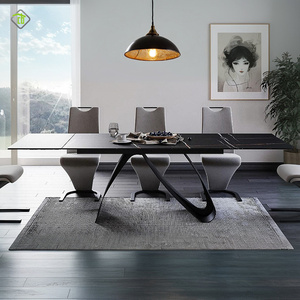 Mesa de comedor de mármol Rectangular de gama alta, mesa de comedor y silla de losa de roca de lujo con luz minimalista moderna - Product Image 1
