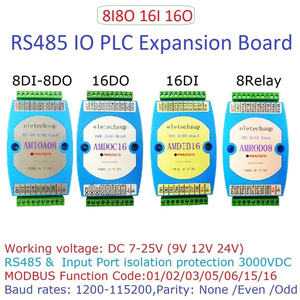 8DI-8DO 16DI 16DO RS485 Isolated Communication <strong>MODBUS</strong> RTU PLC Expansion Board Digital <strong>Input</strong> &amp; <strong>Output</strong> DC 9-24V Relay Module