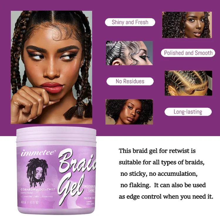 Gel intrecciato OEM/ODM Loc N Twist Hair Styling Gel Organic Extra Hold Styling Edge Control intrecciare il Gel