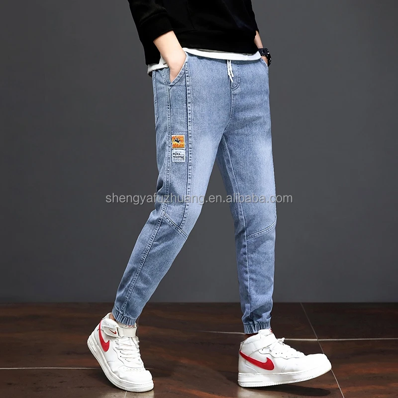 Fashionable men's jeans wholesale men's elastic jeans trousers good quality trendy zipper jeans for men