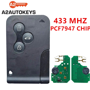 10X A2AUTOKEYS 3 ปุ่ม ID46 ชิป 433 MHZ รถฉุกเฉินสมาร์ทรีโมทคีย์สําหรับ Renault Megane 2 การ์ด II - Product Image 2