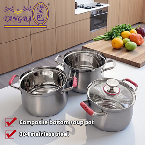 Tangba ชุดเครื่องครัวสแตนเลสสตีลลึกความจุมาก, หม้อทำอาหารโลหะอเนกประสงค์หม้อสแตนเลส - Product Image 3
