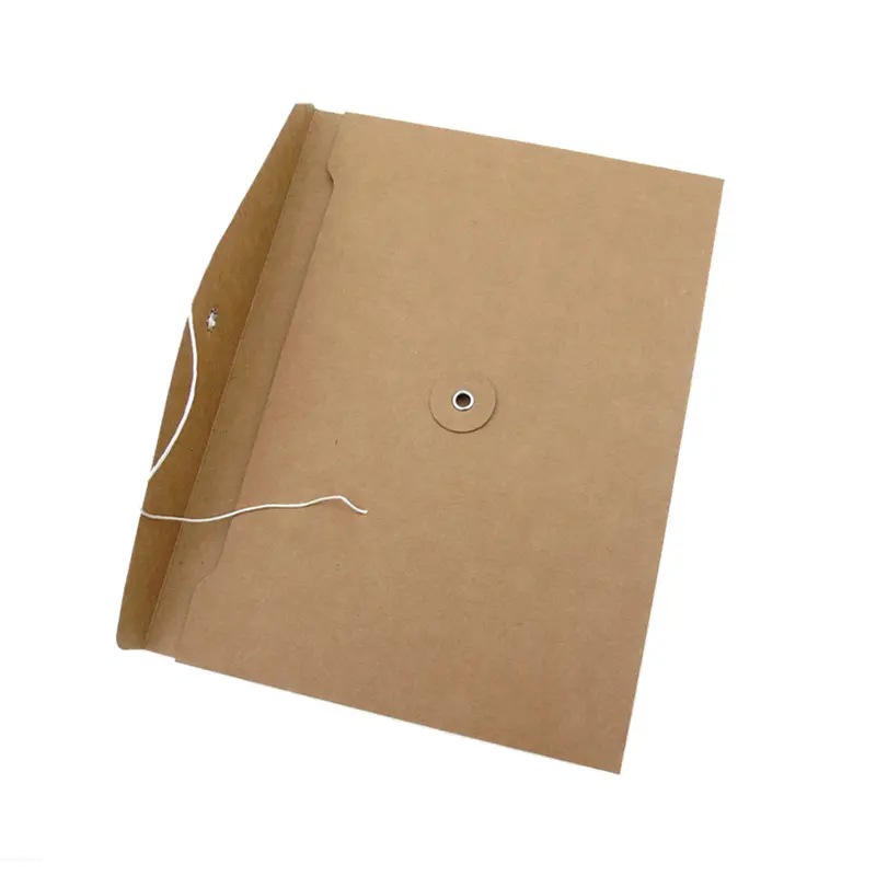 ブラウンクラフト紙ドキュメントバッグカスタムA4封筒、ストリングとボタン留めリサイクル可能