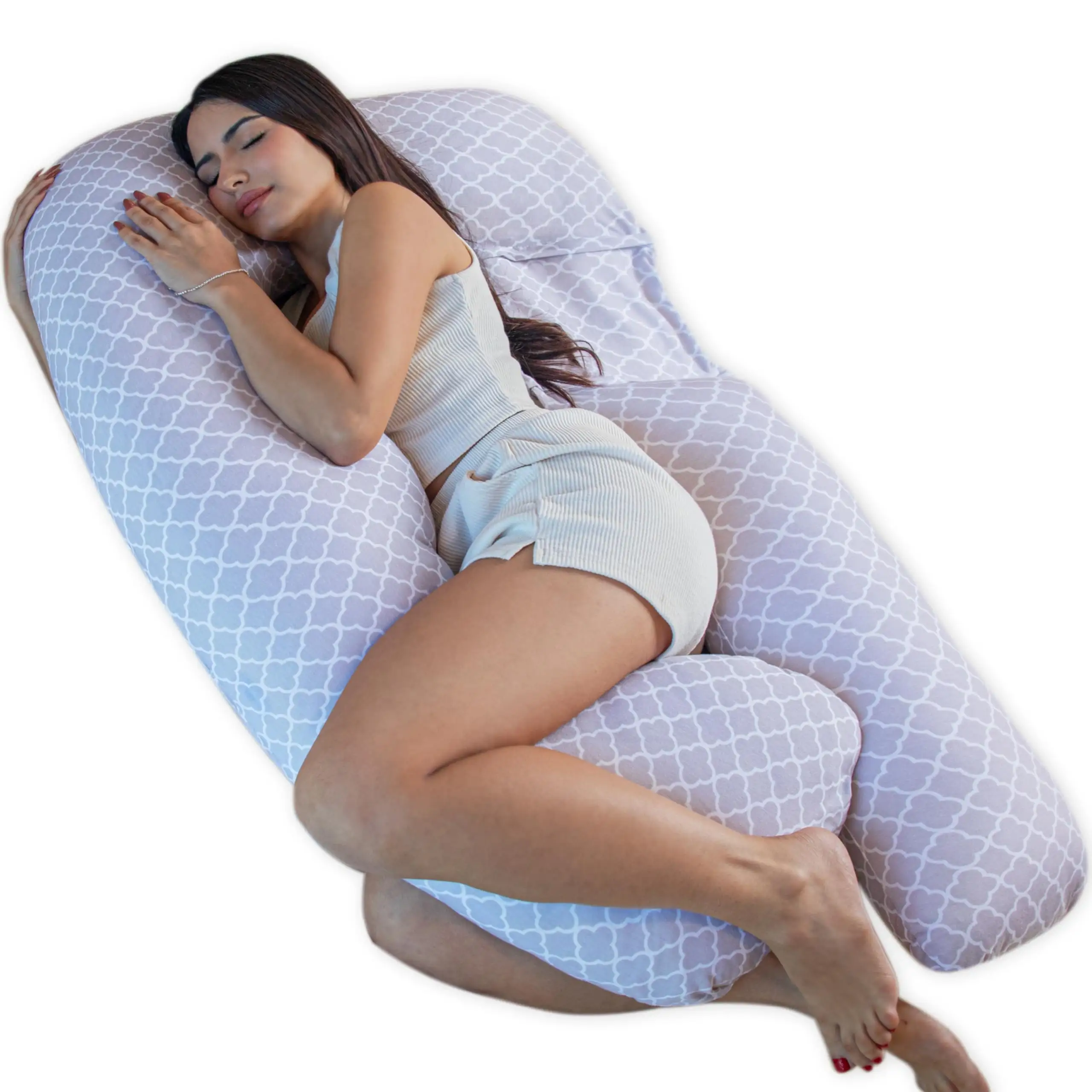 Travesseiro de gravidez extra grande em forma de U para dormir, travesseiro de maternidade para mulheres grávidas com capa de veludo, 60