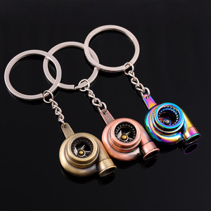 Custom Logo Mini Spinning Turbine <strong>Key</strong> Chain Ring Keyring Keyfob Metal Piston Disc Brake Rotor <strong>Turbo</strong> Car Part Keychains