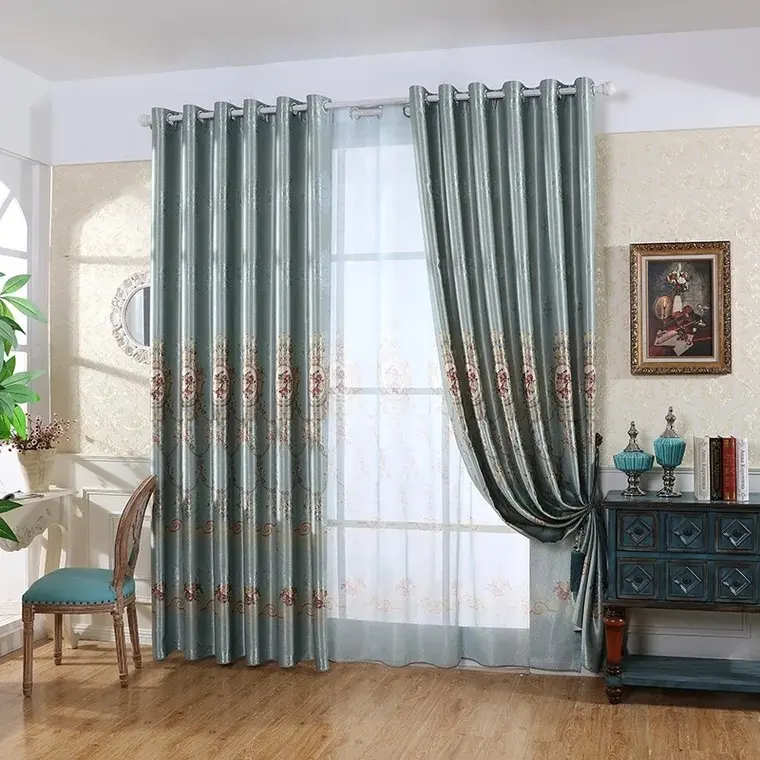 Di lusso del modello di smart casa tessuto indiano tenda del ricamo chenile jacquard tenda di mancanza di corrente