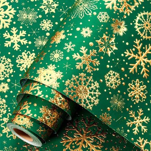 Gold Snowflake on Green