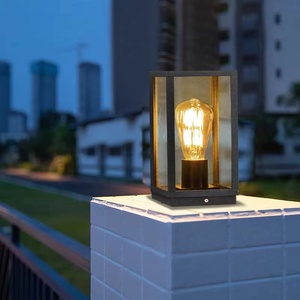 מודרני שער ראשי E27 <span class=keywords><strong>LED</strong></span> עמוד גן אור סיטונאי ספקים שחור עמיד למים זוהר