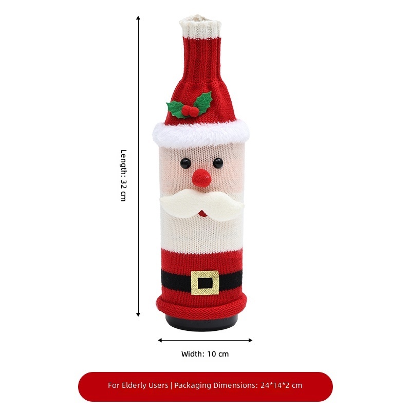 Cache-bouteille de vin de Noël rouge - Père Noël