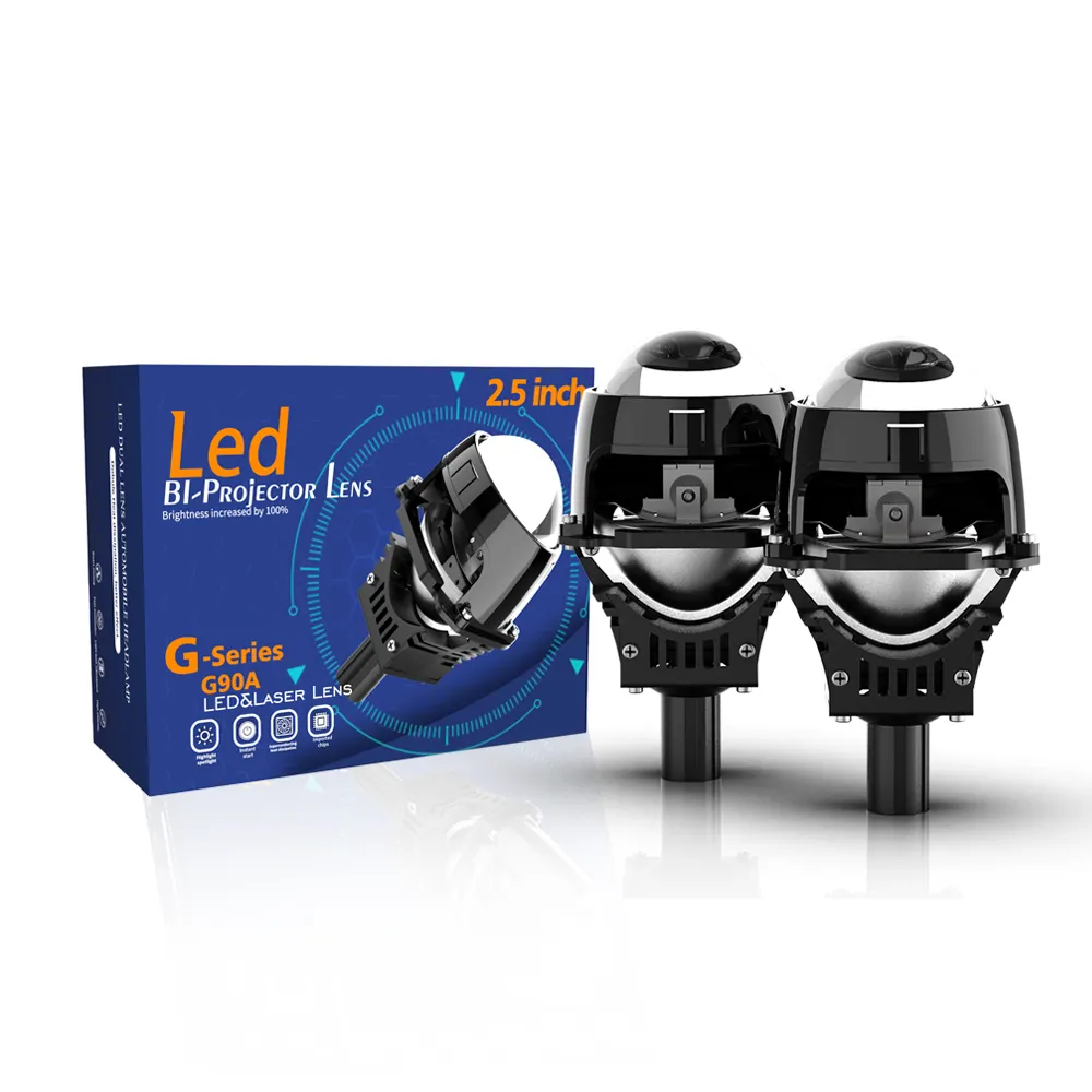 Yeni model gautomotive 110w 11000 lümen 3570 cips 9-32v daha iyi ışık şekli bi led projektör lens 2.5 inç far otomotiv için