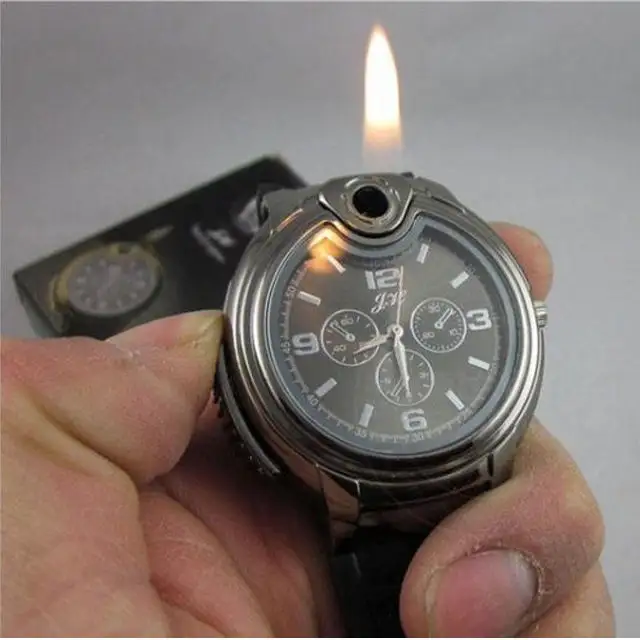 KY Creative New Wristwatch Inflatable Lighter Metal Personality Gs Electronic Open Flame Watch With Lighter
