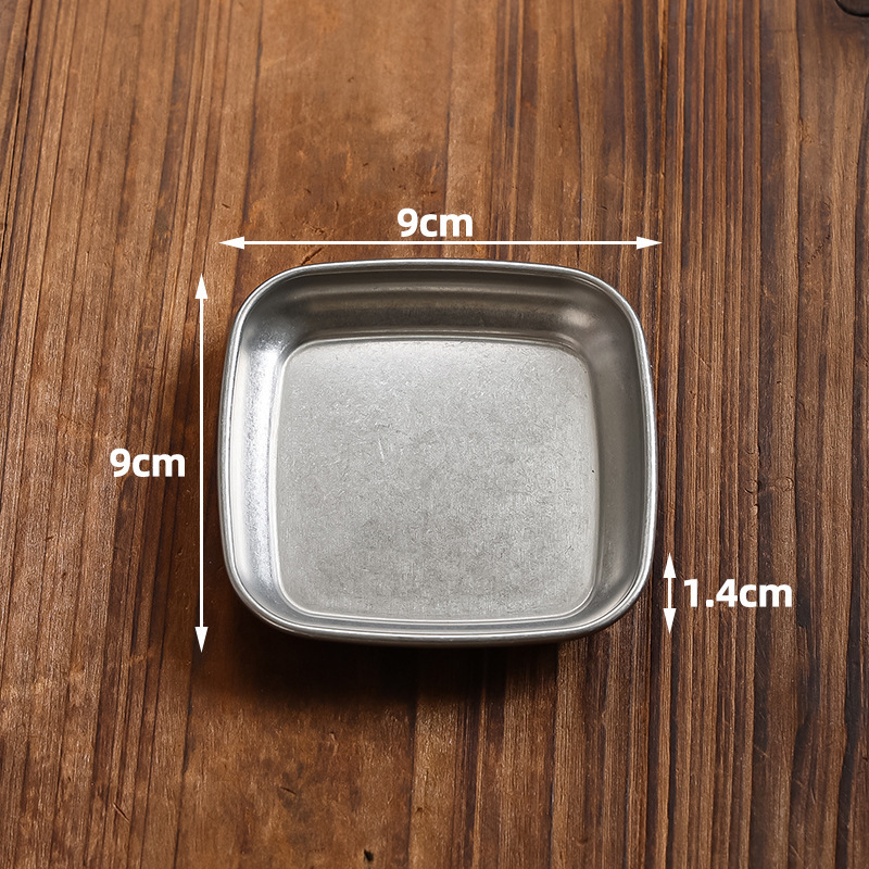9cm Single-Compartment Square Plate (Retro Style)