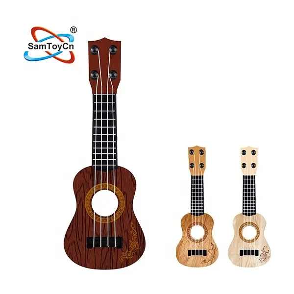 Instrumento musical de brinquedo, mini guitarra pequena simulada de plástico para crianças