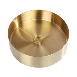 现代圆形浴室容器水槽不锈钢盆，带弹出式排水器 - Product Image 1
