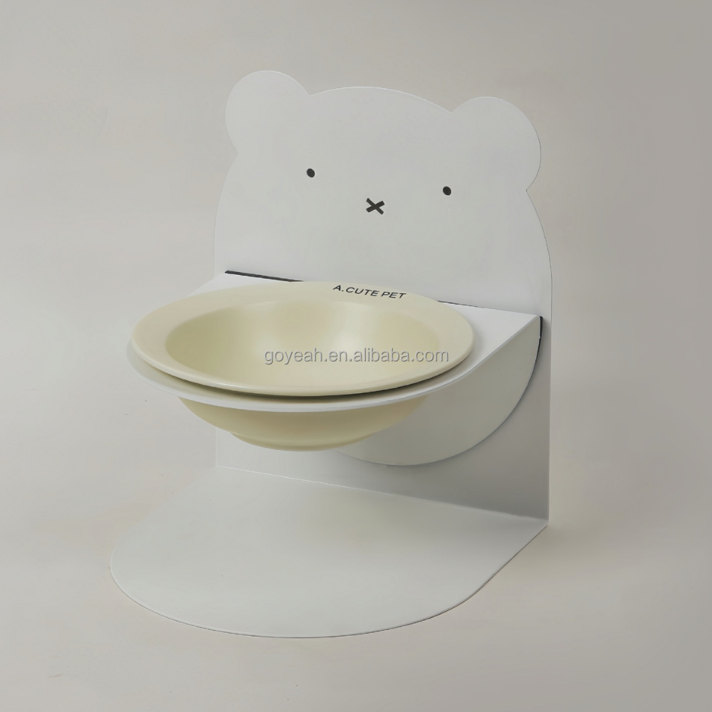 Bol en céramique beige avec support ours blanc
