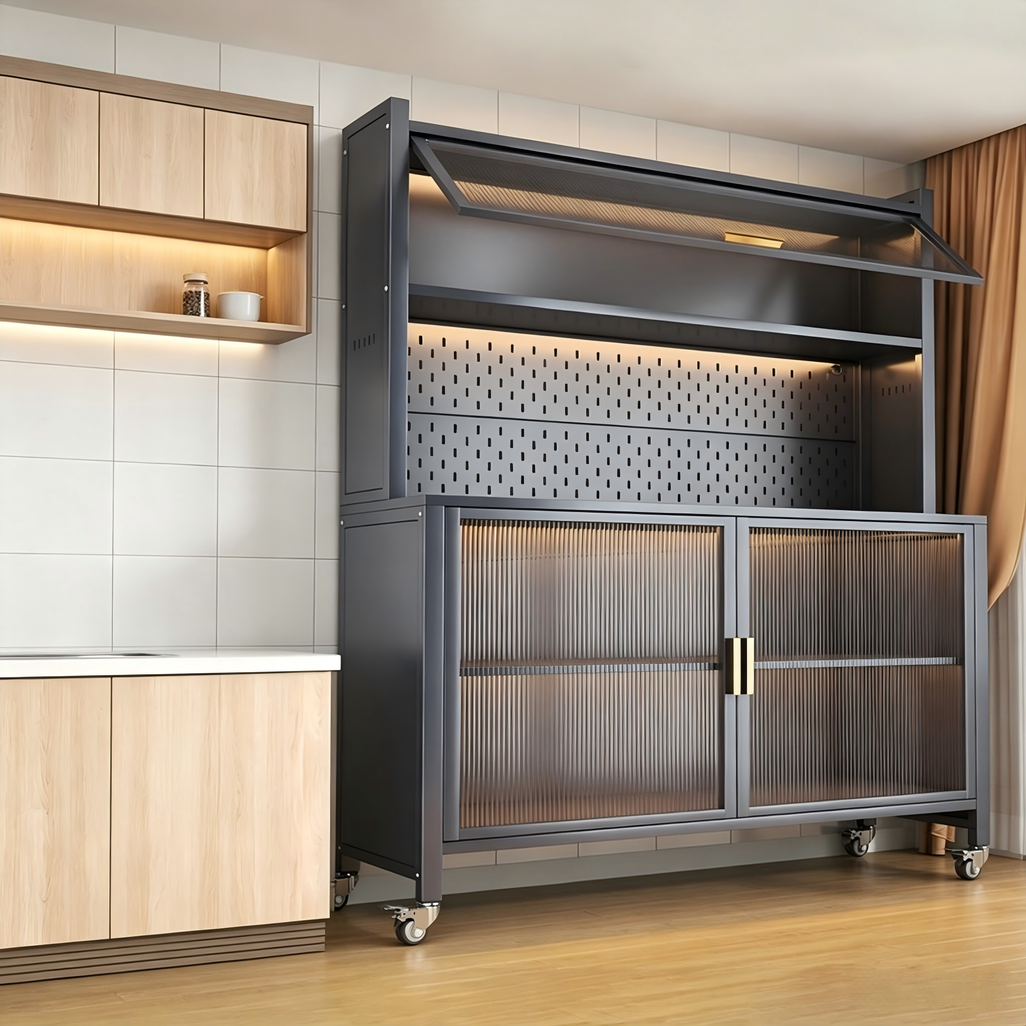 Armoire de rangement grise à 5 niveaux