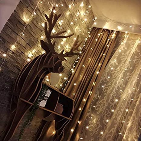 Window Curtain String Lights 300 led Fairy Twinkle Lights for Room Wedding Party Backdrop Outdoor Indoor Decoration